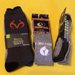 3 Packs Mens Socks. Mossy Oak & Real Tree